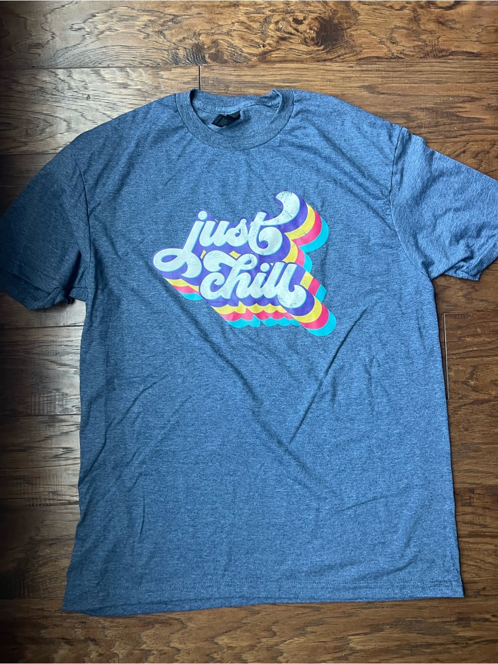 Gildan Heather Navy 'Just Chill' Retro Script Tee